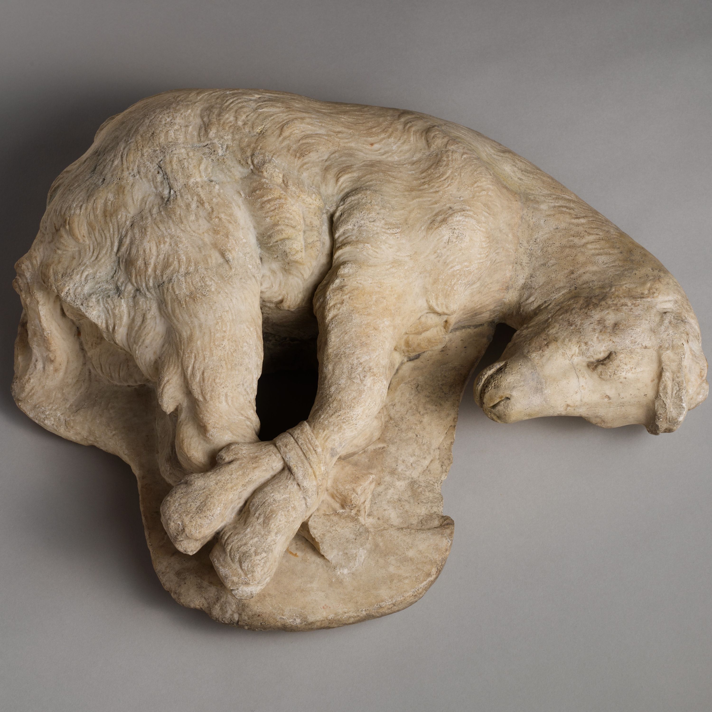 Marble statue of a bound goat