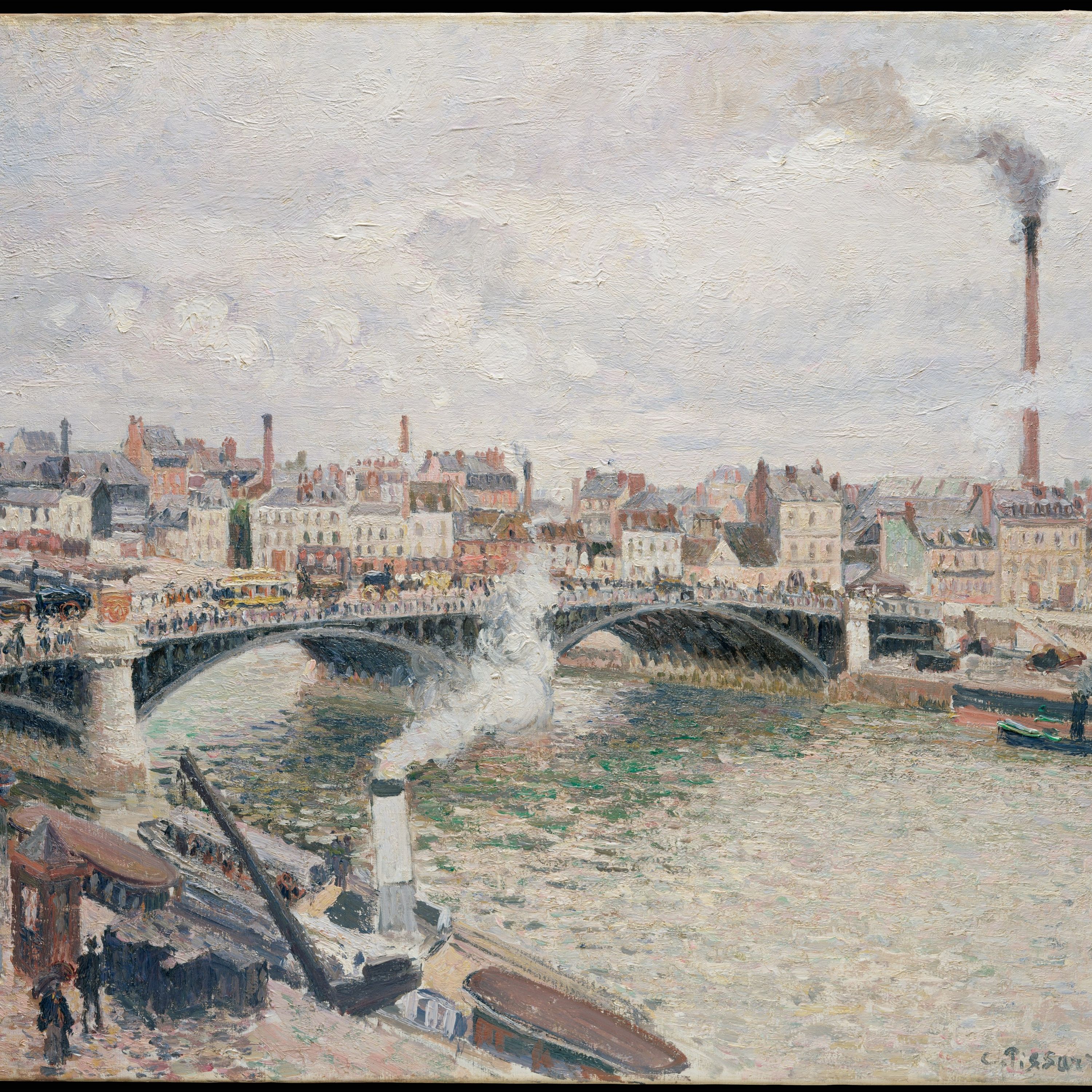 Morning, An Overcast Day, Rouen by Camille Pissarro