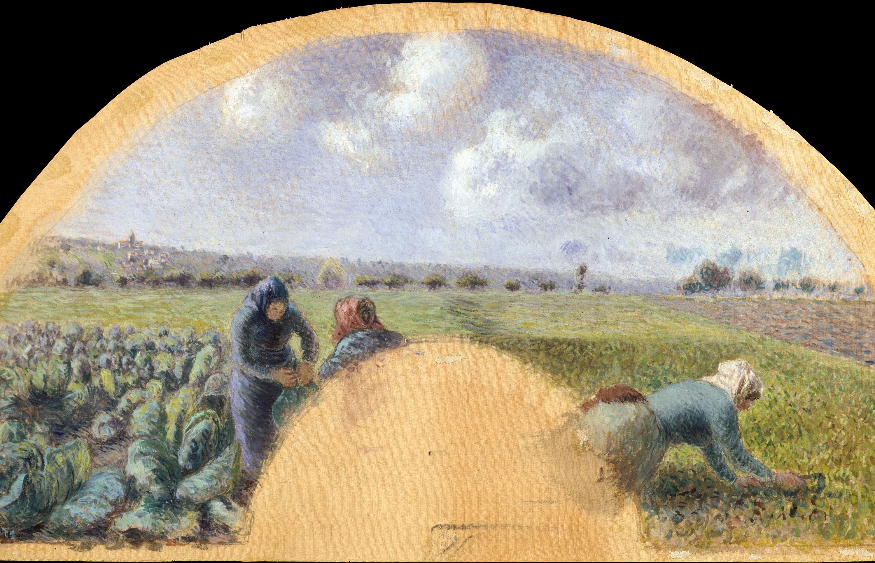 Fan Mount: The Cabbage Gatherers by Camille Pissarro