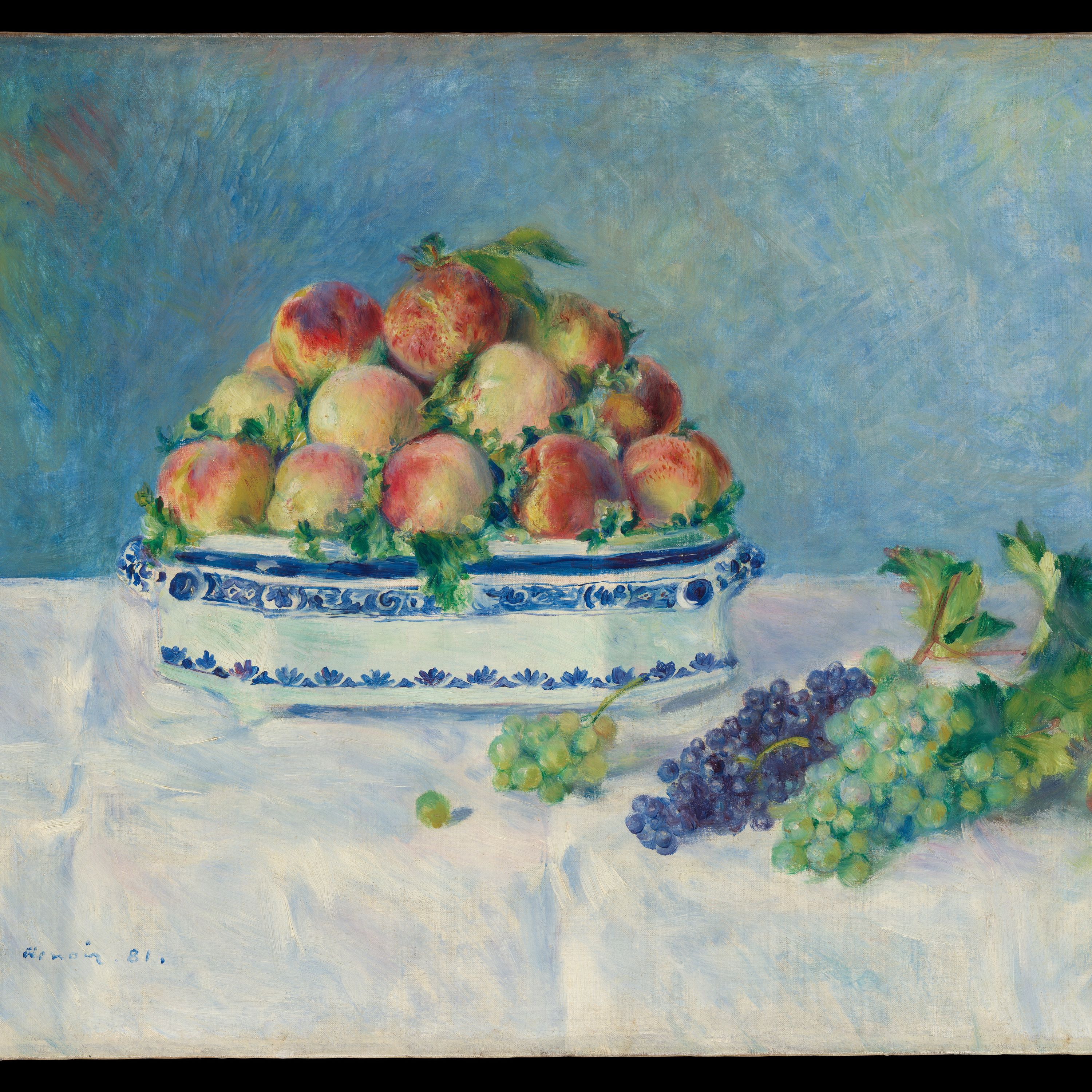 Still Life with Peaches and Grapes by Auguste Renoir