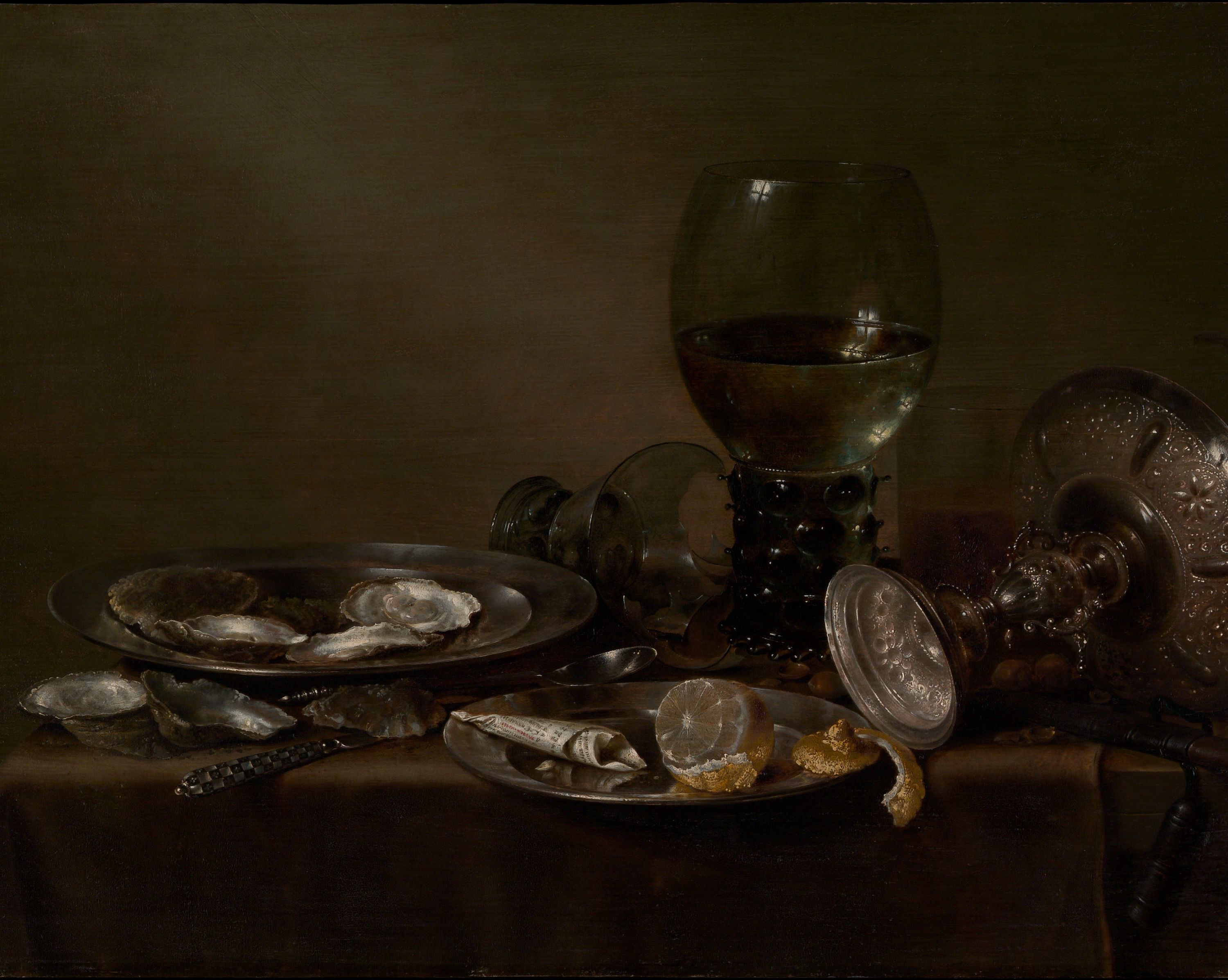 Still Life with Oysters, a Silver Tazza, and Glassware by Willem Claesz Heda
