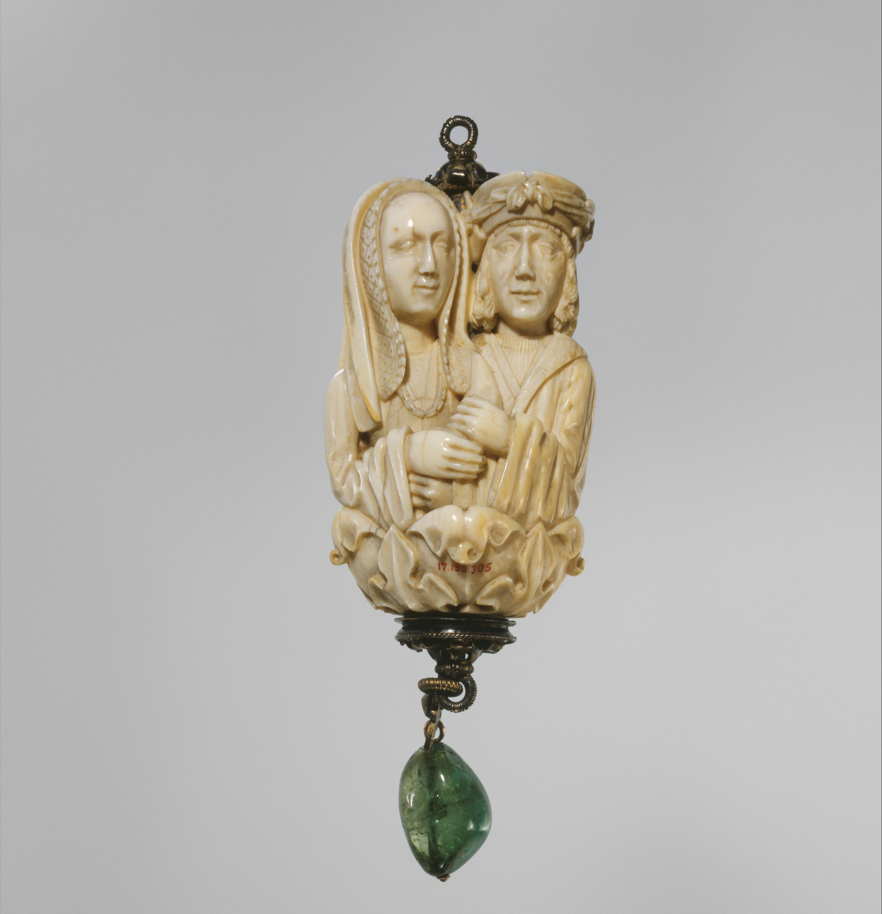 Rosary Terminal Bead with Lovers and Death's Head