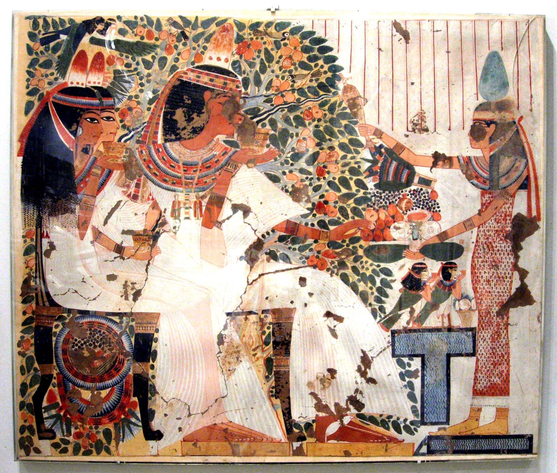 Userhat and Wife Receiving Offerings, Tomb of Userhat by Norman de Garis Davies