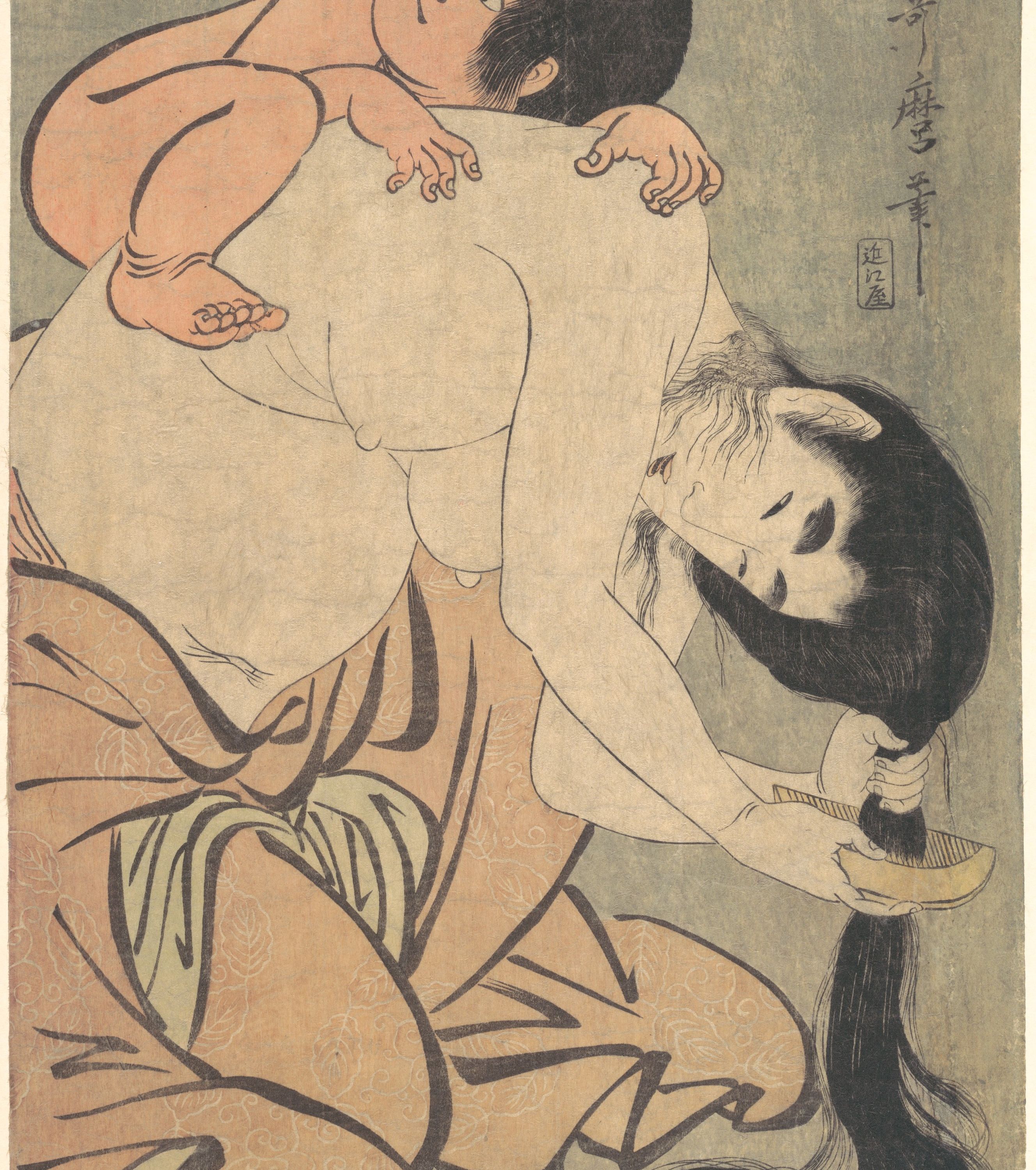 Yamauba Combing Her Hair with Kintarō by Kitagawa Utamaro