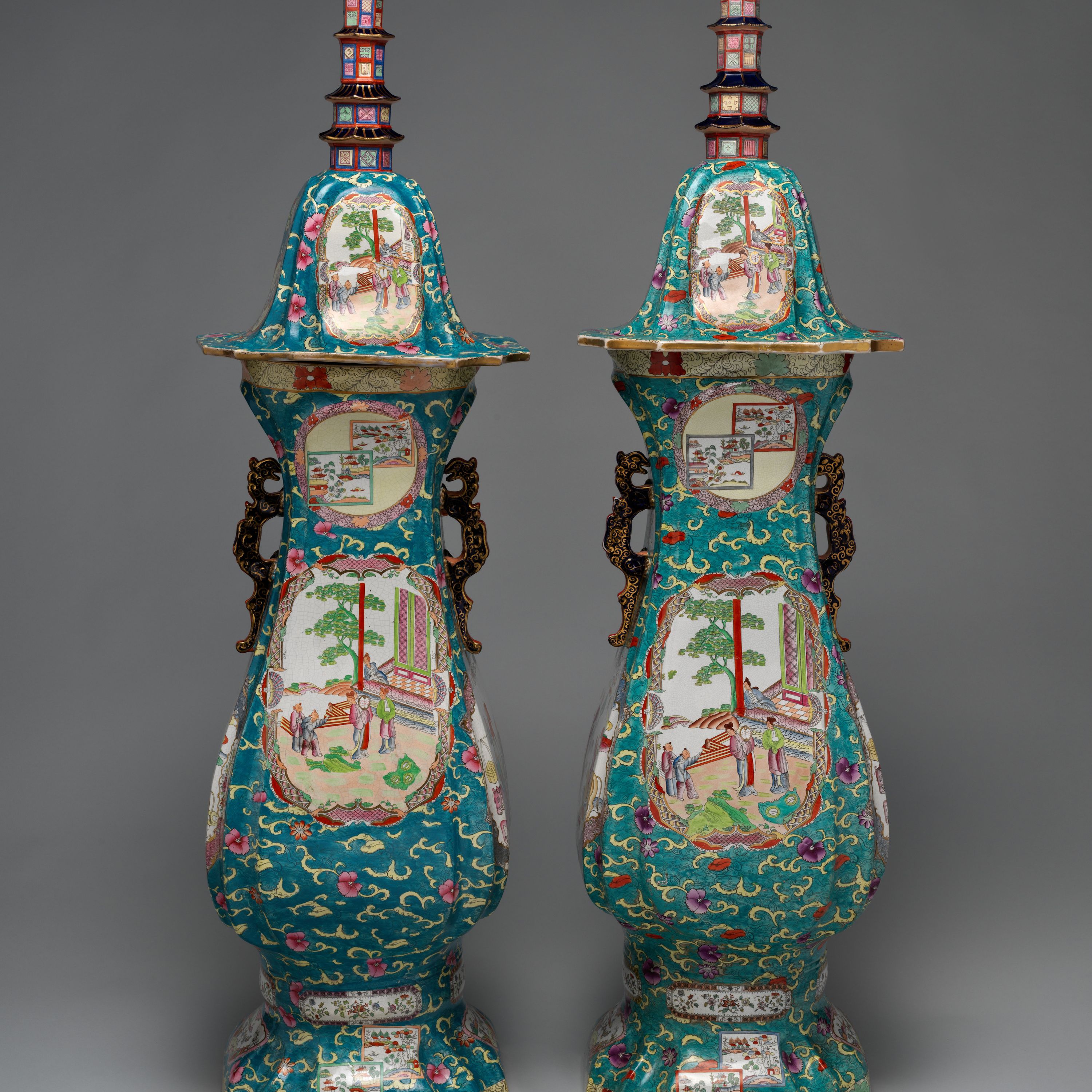 Vase with lid (one of a pair) by C. J. Mason and Co.